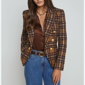 L'AGENCE Brown Plaid Blazer